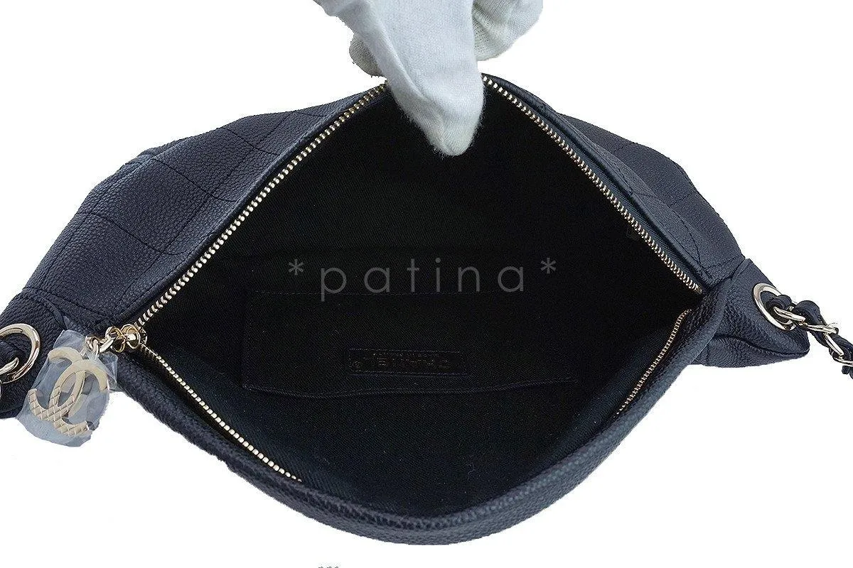 17P NWT Chanel Black Caviar Soft Quilted Classic Fanny Pack Bag