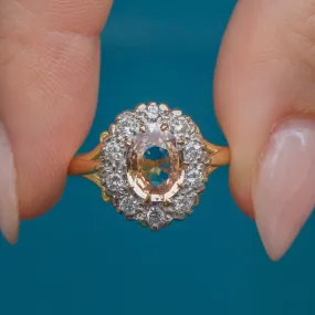 18ct Gold Padparadscha Sapphire Diamond Cluster Ring, 2.10ct Sapphire, 0.30ct Diamonds