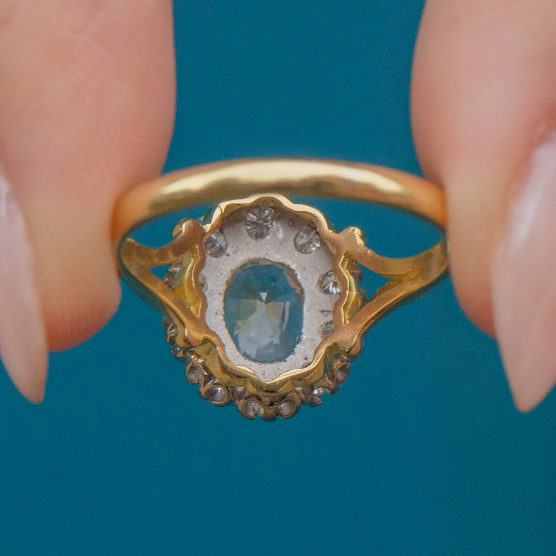 18ct Gold Padparadscha Sapphire Diamond Cluster Ring, 2.10ct Sapphire, 0.30ct Diamonds