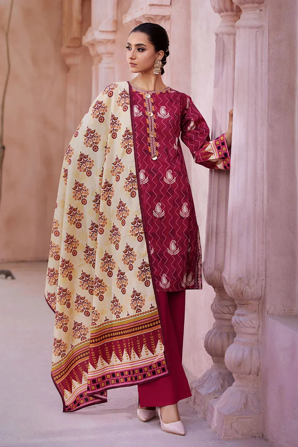 3PC Printed Unstitched Lawn Suit KLA-2590