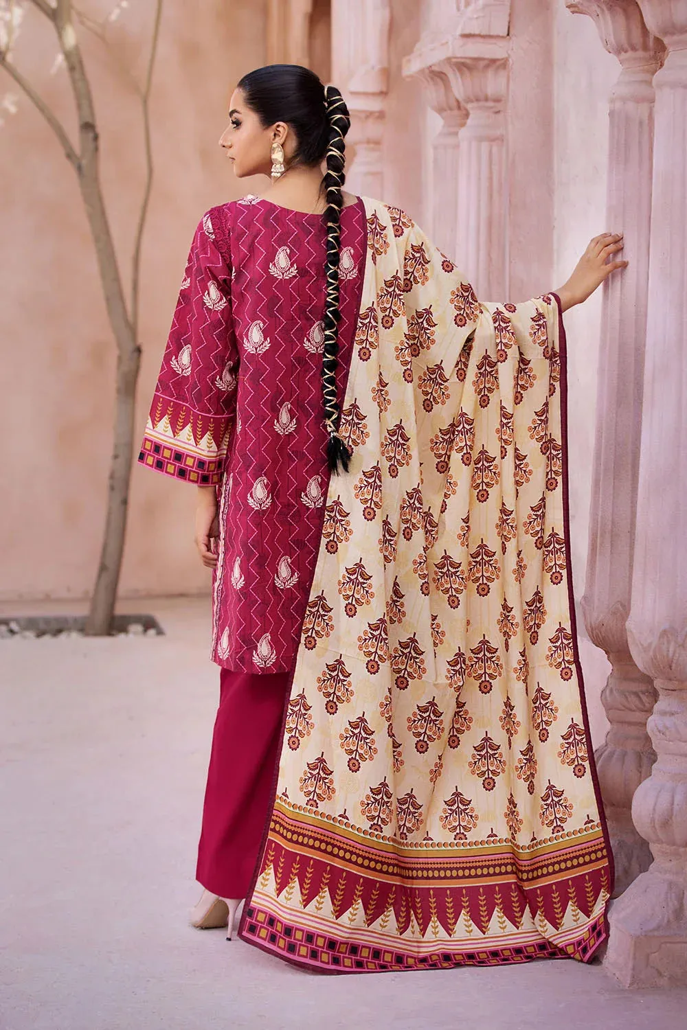 3PC Printed Unstitched Lawn Suit KLA-2590