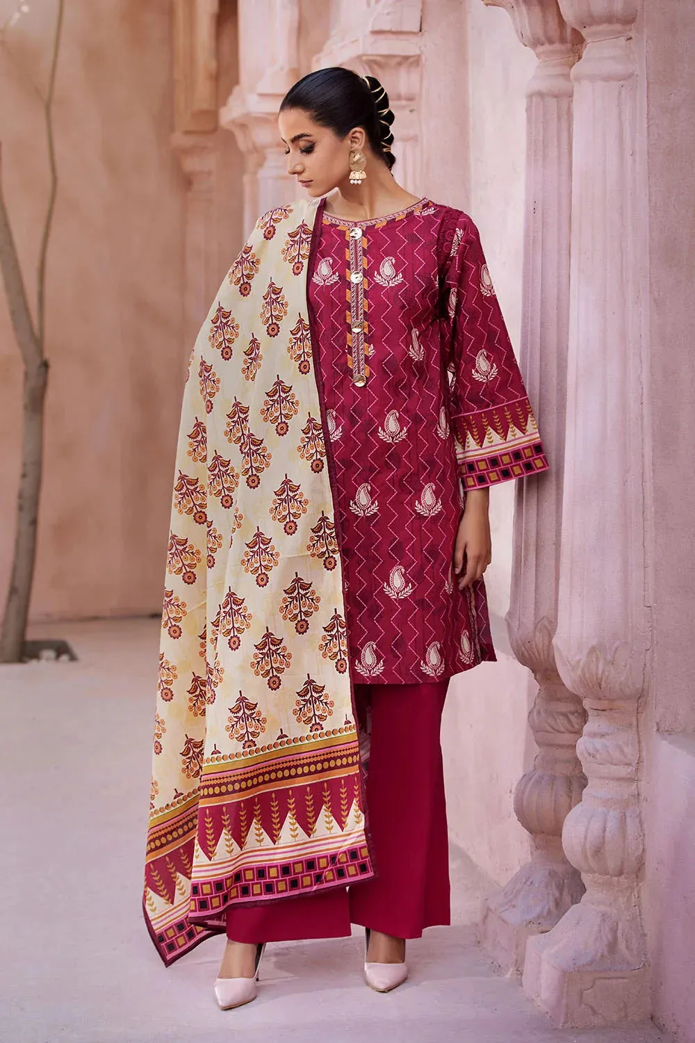 3PC Printed Unstitched Lawn Suit KLA-2590