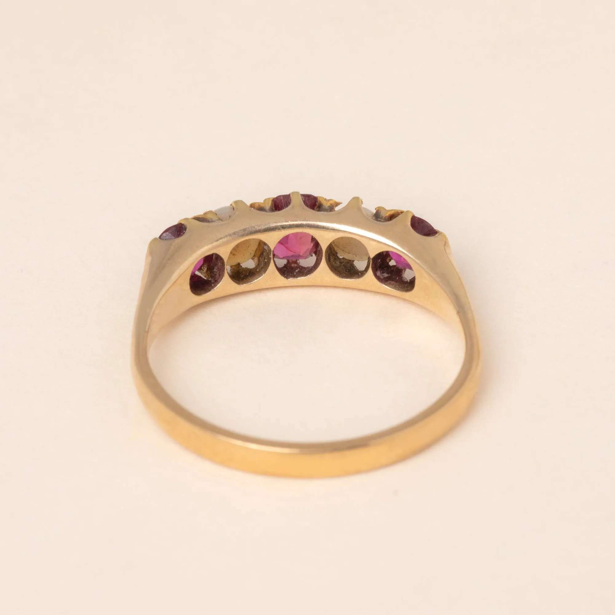 9ct Gold Ruby Pearl 5-Stone Ring