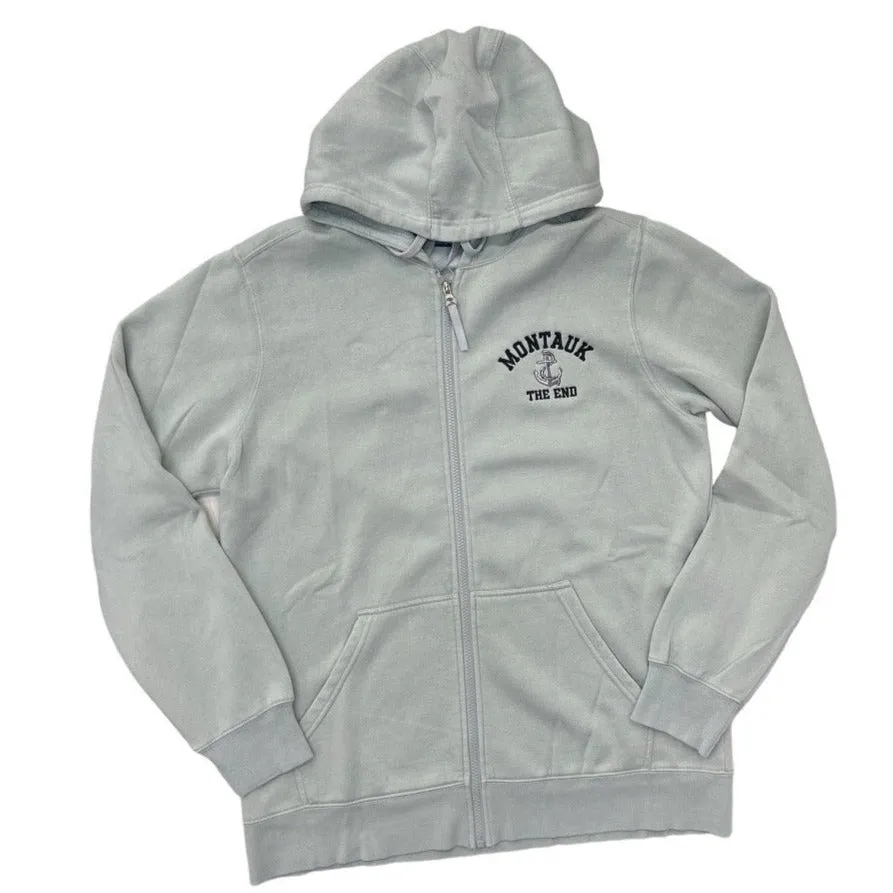 Adult Embroidered Charles River Montauk The End Anchor Logo Full Zip-Up Hooded Sweatshirt