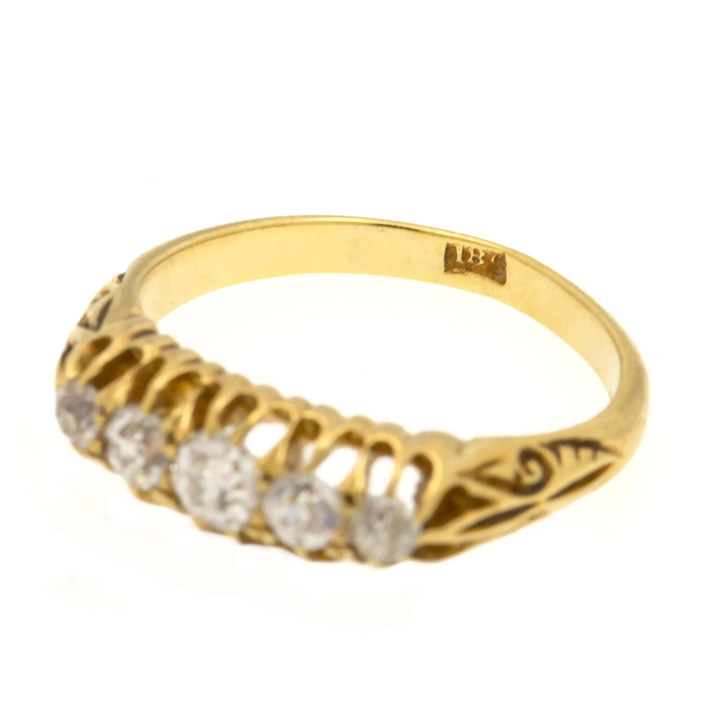 Antique 18ct Gold Diamond Five Stone Ring, 0.50ct