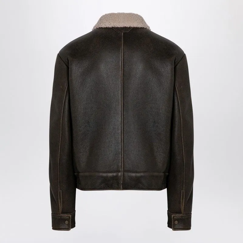 ASPHALT-COLOURED SHEEPSKIN LEATHER