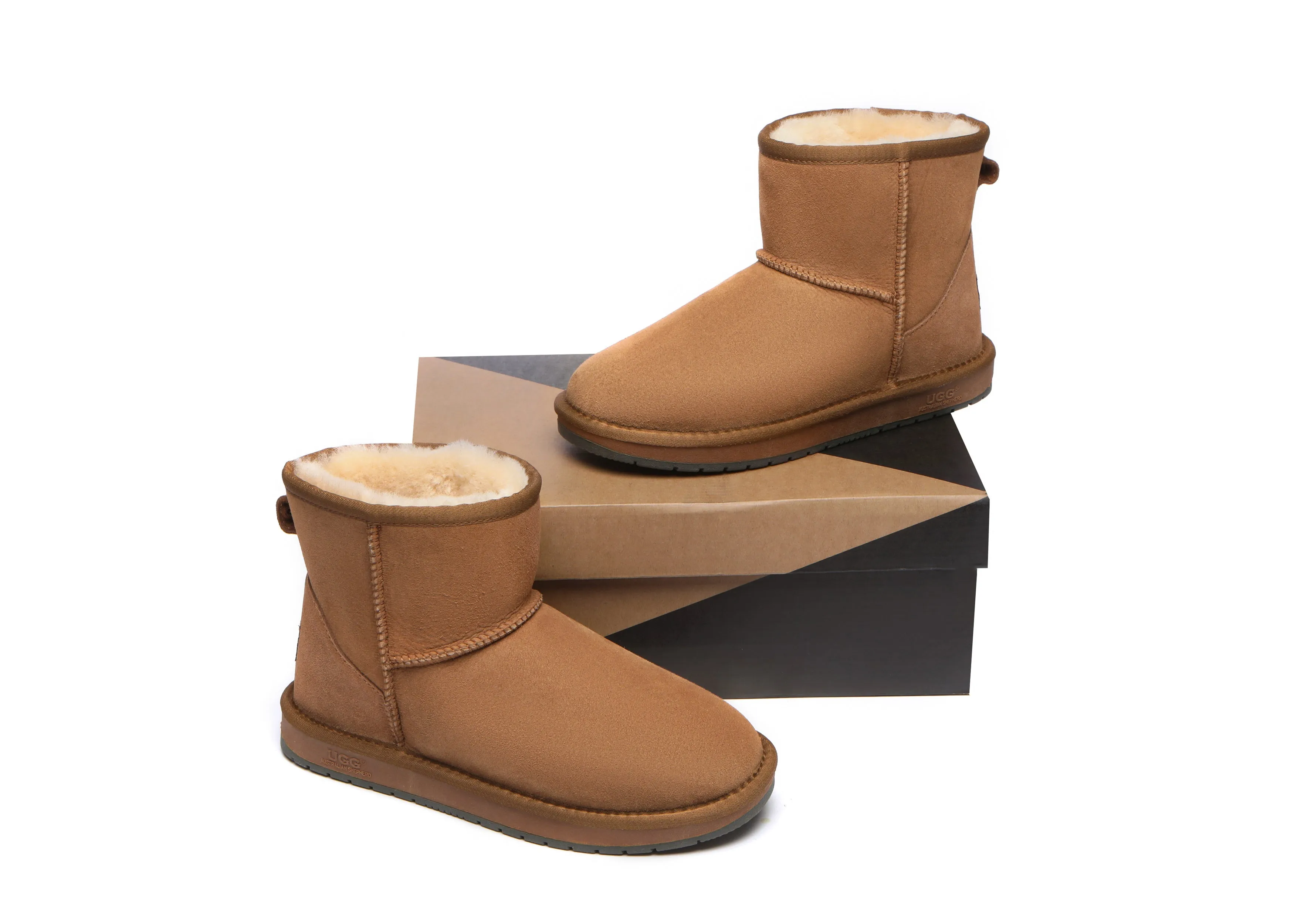 AUSTRALIAN SHEPHERD® UGG Boots Double Faced Sheepskin Wool Ankle Mini Classic