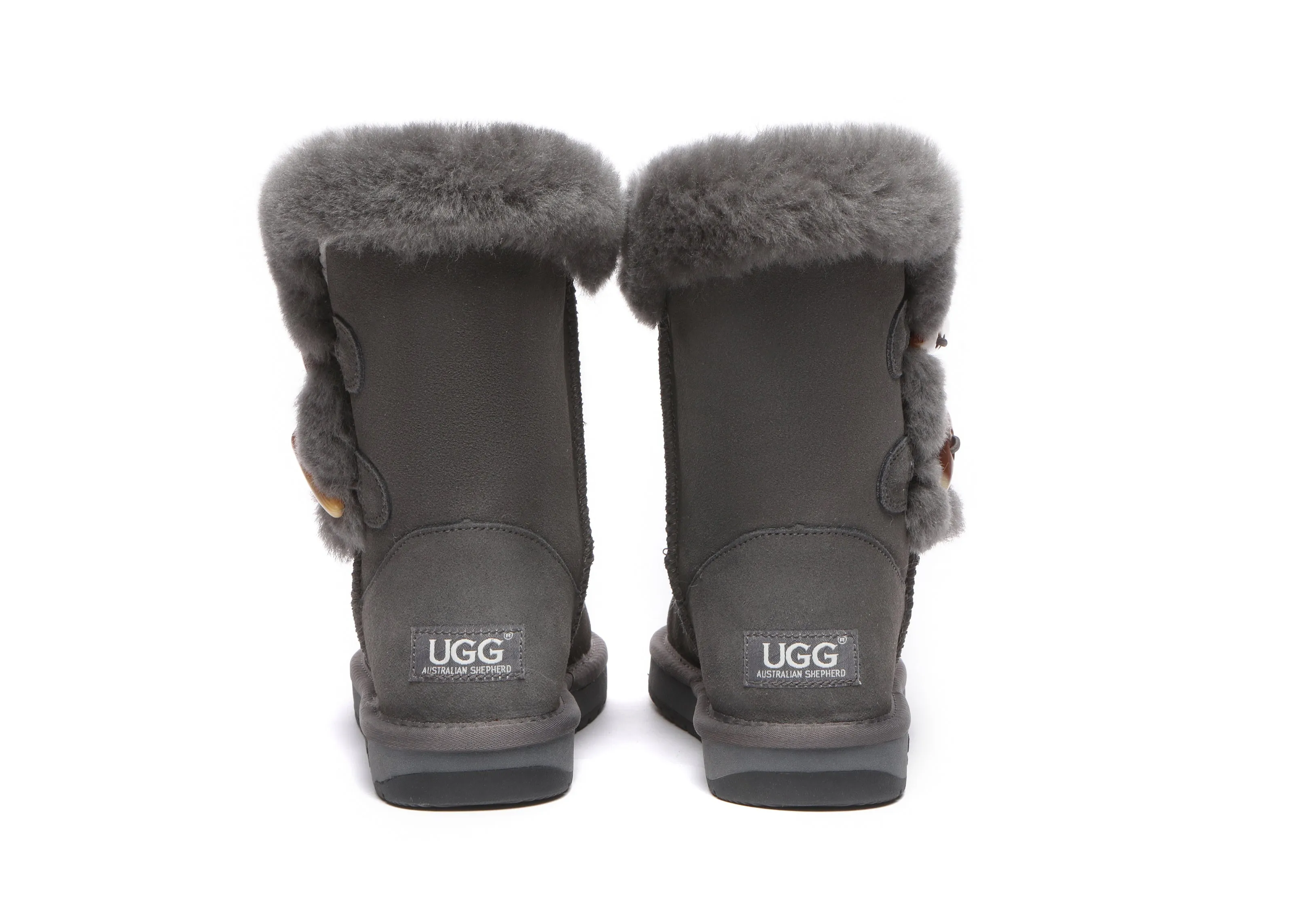 AUSTRALIAN SHEPHERD® UGG Boots Women Sheepskin Wool Horn Toggle Closure Short Talia