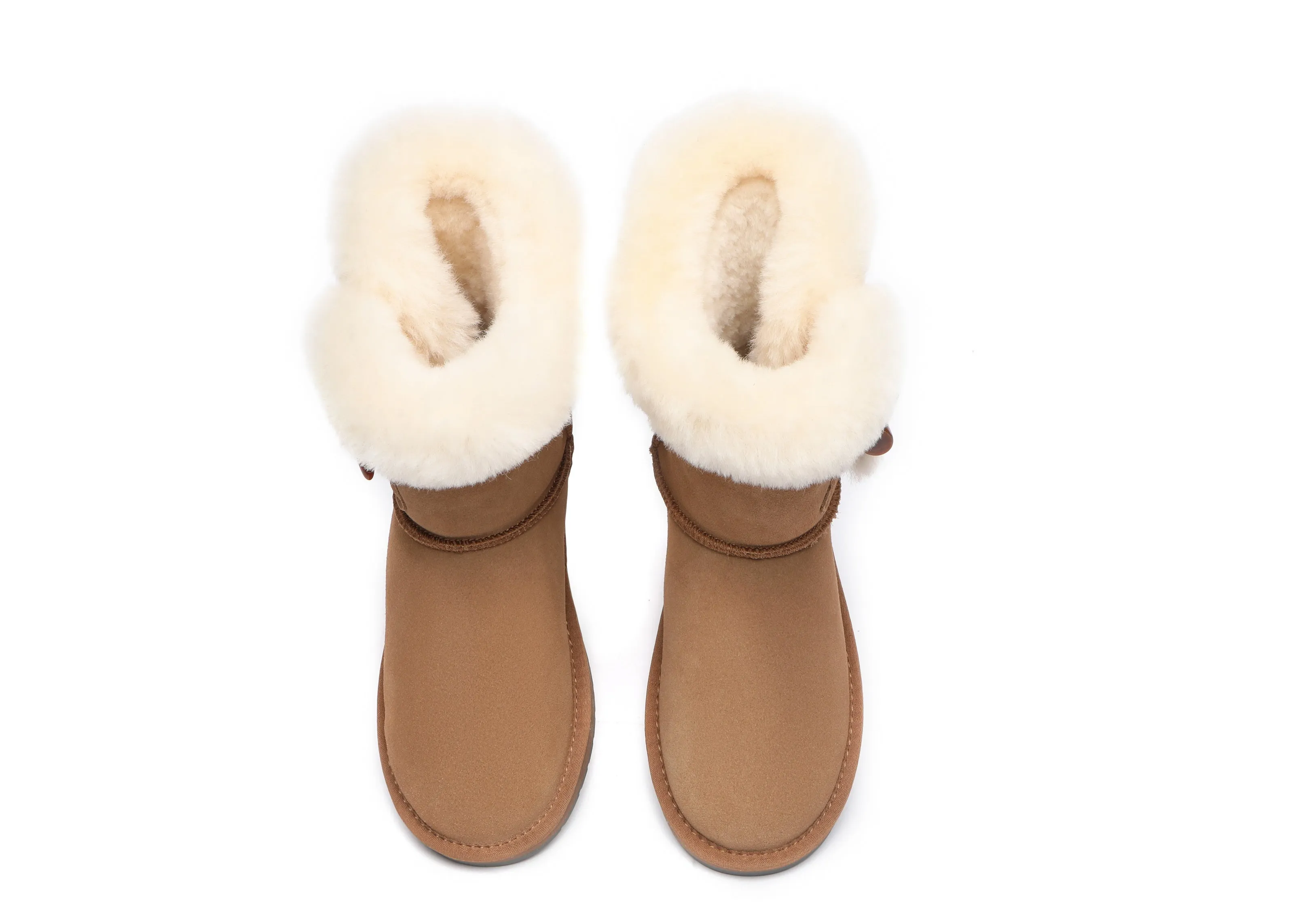 AUSTRALIAN SHEPHERD® UGG Boots Women Sheepskin Wool Horn Toggle Closure Short Talia