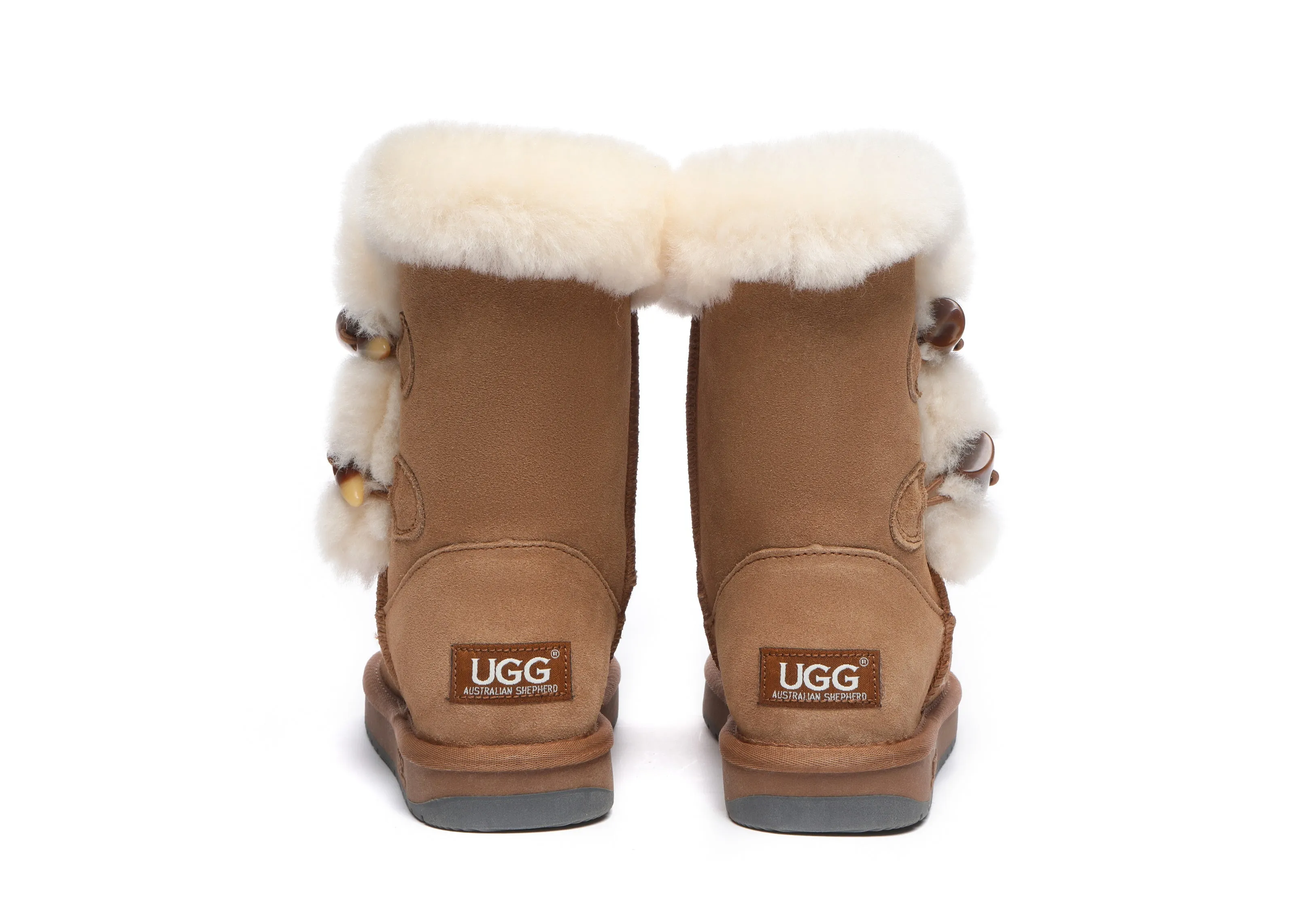 AUSTRALIAN SHEPHERD® UGG Boots Women Sheepskin Wool Horn Toggle Closure Short Talia
