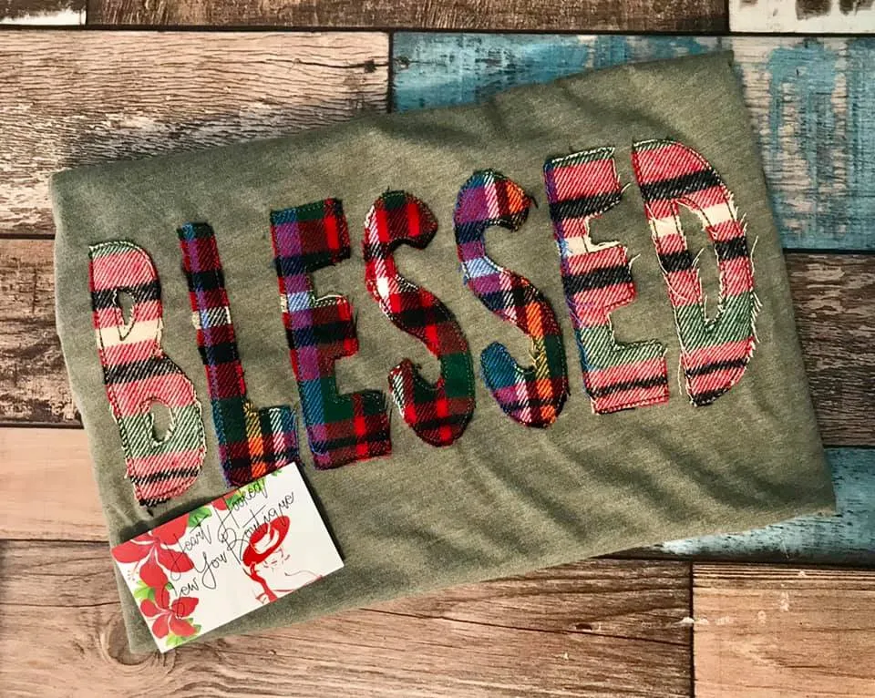 Blessed Heather Olive Tee *Embroidered*
