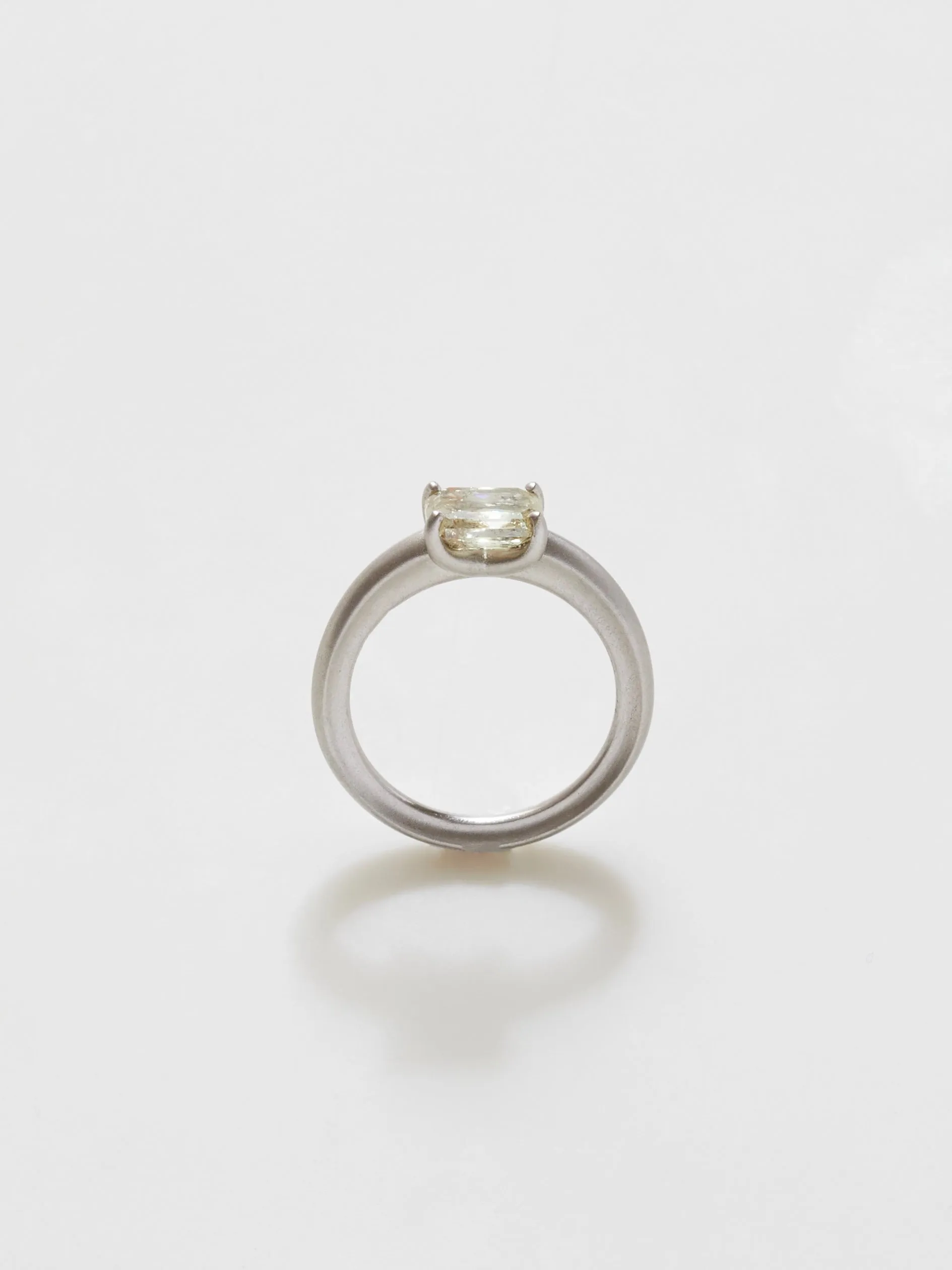 Celeste Solitaire with 1.56ct Emerald Cut Diamond in Platinum, Size 7