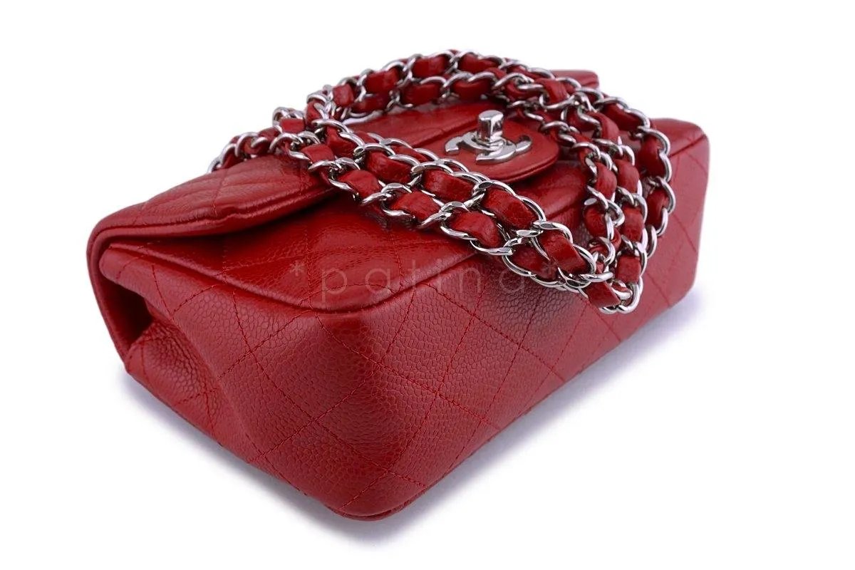 Chanel 14C Red Caviar Classic Quilted Rectangular Mini 2.55 Flap Bag SHW
