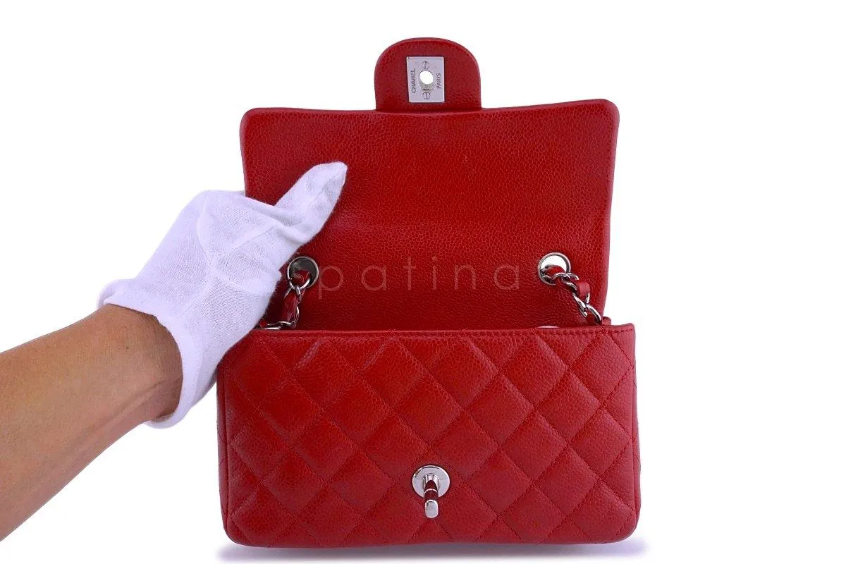 Chanel 14C Red Caviar Classic Quilted Rectangular Mini 2.55 Flap Bag SHW