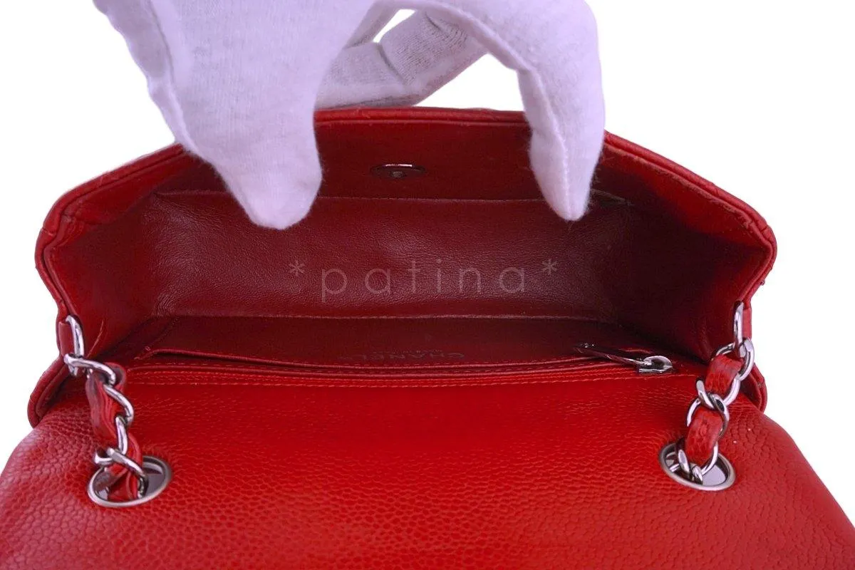Chanel 14C Red Caviar Classic Quilted Rectangular Mini 2.55 Flap Bag SHW