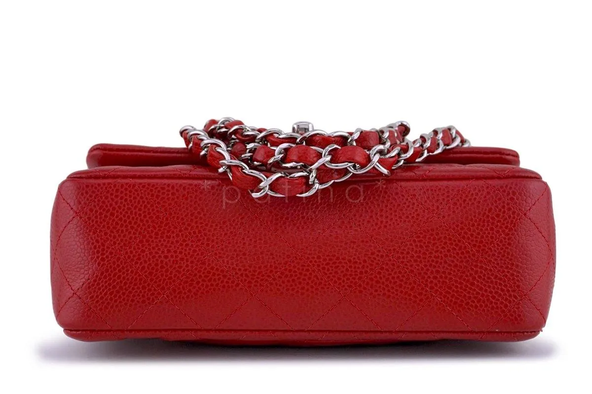 Chanel 14C Red Caviar Classic Quilted Rectangular Mini 2.55 Flap Bag SHW