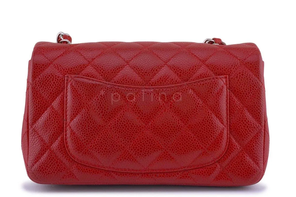 Chanel 14C Red Caviar Classic Quilted Rectangular Mini 2.55 Flap Bag SHW