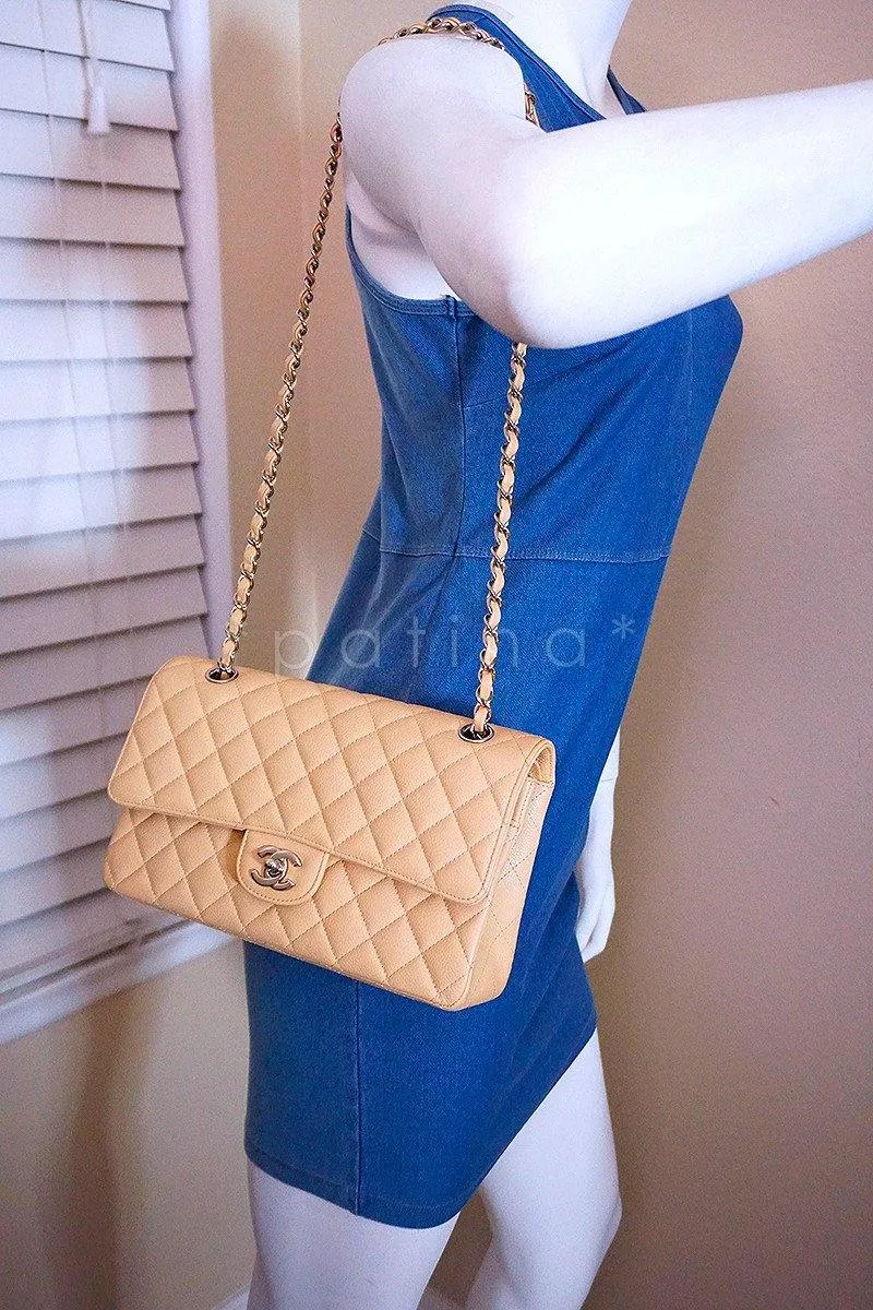 Chanel Beige Clair Caviar Medium Classic 2.55 Double Flap Bag