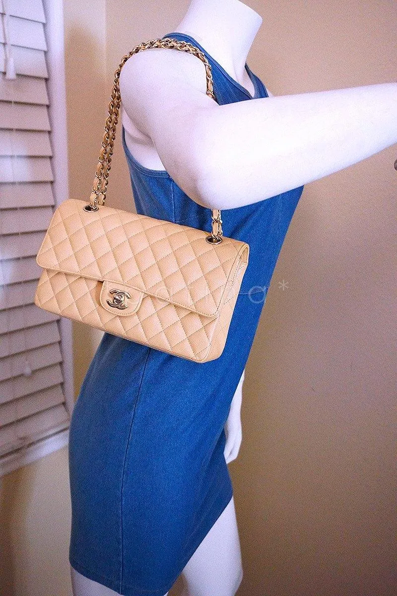 Chanel Beige Clair Caviar Medium Classic 2.55 Double Flap Bag