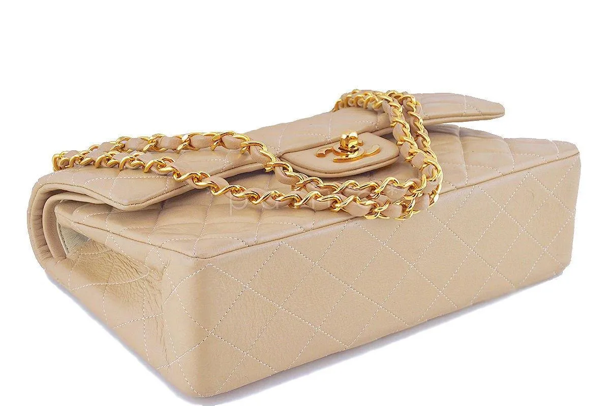Chanel Beige Lambskin Medium-Large Classic 2.55 Double Flap Bag