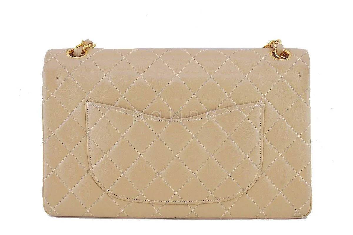 Chanel Beige Lambskin Medium-Large Classic 2.55 Double Flap Bag