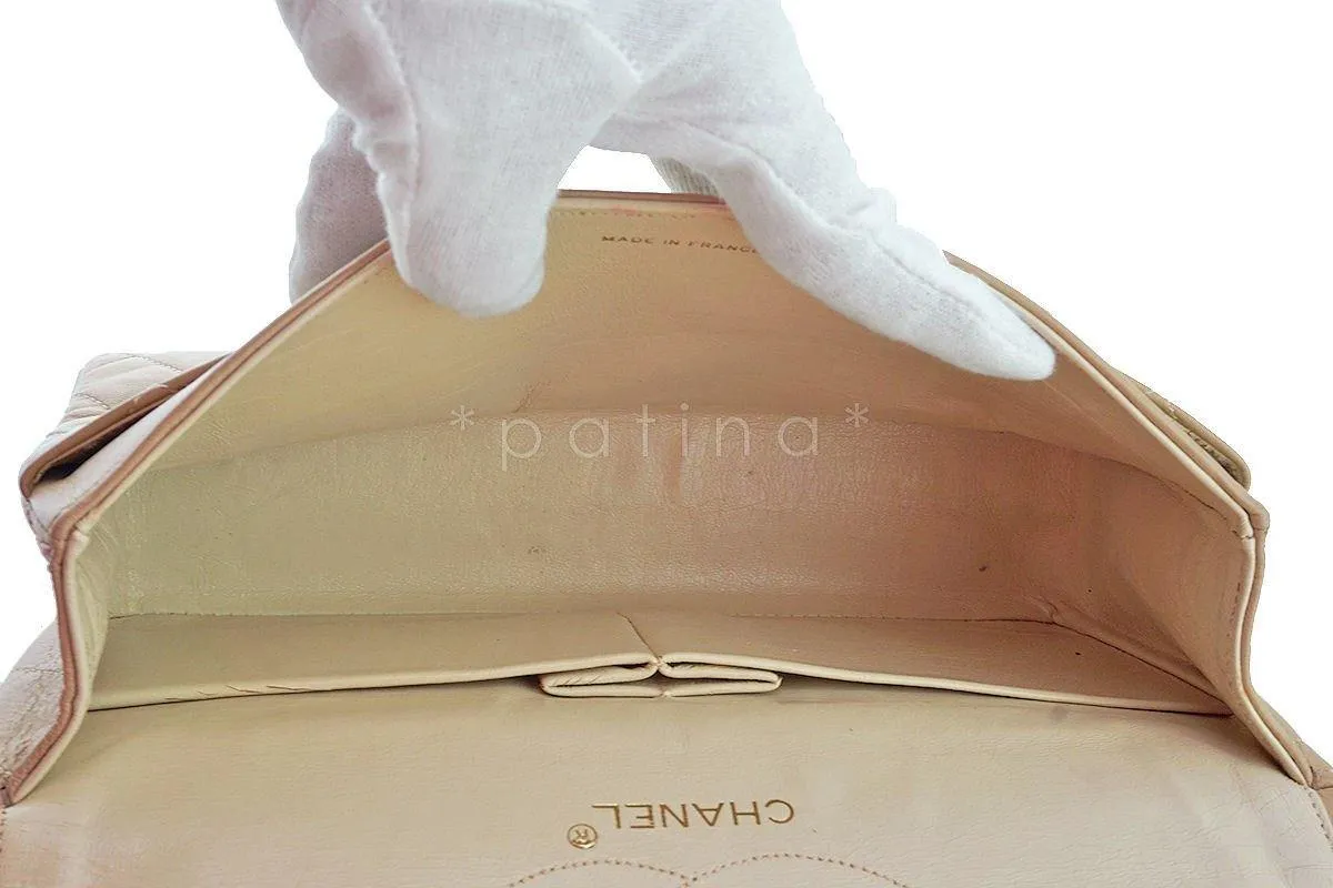 Chanel Beige Lambskin Medium-Large Classic 2.55 Double Flap Bag