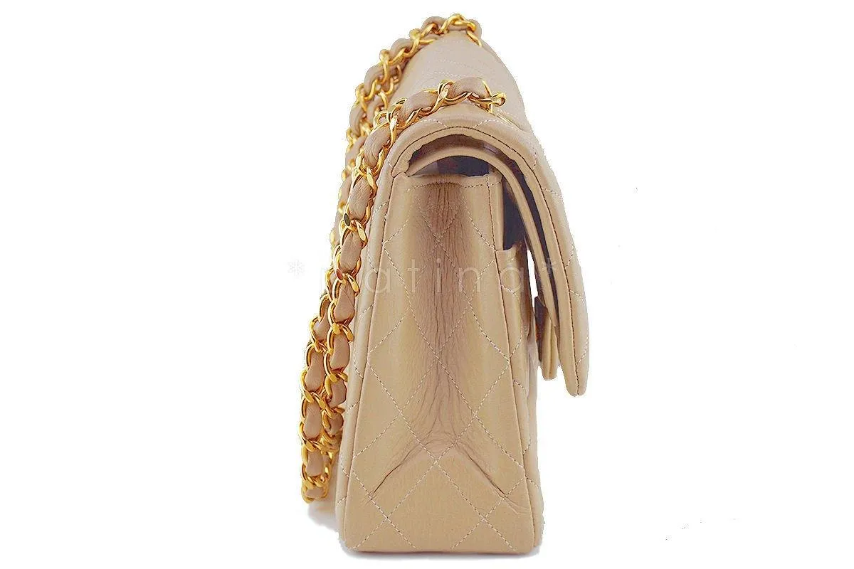 Chanel Beige Lambskin Medium-Large Classic 2.55 Double Flap Bag