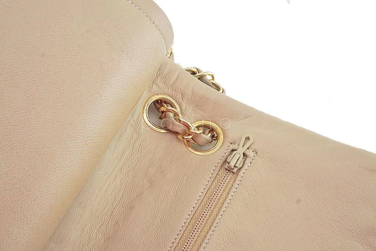Chanel Beige Lambskin Medium-Large Classic 2.55 Double Flap Bag