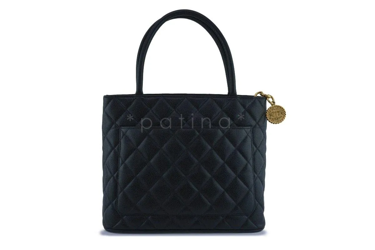 Chanel Black Caviar Classic Quilted Medallion Shopper Tote Bag GHW