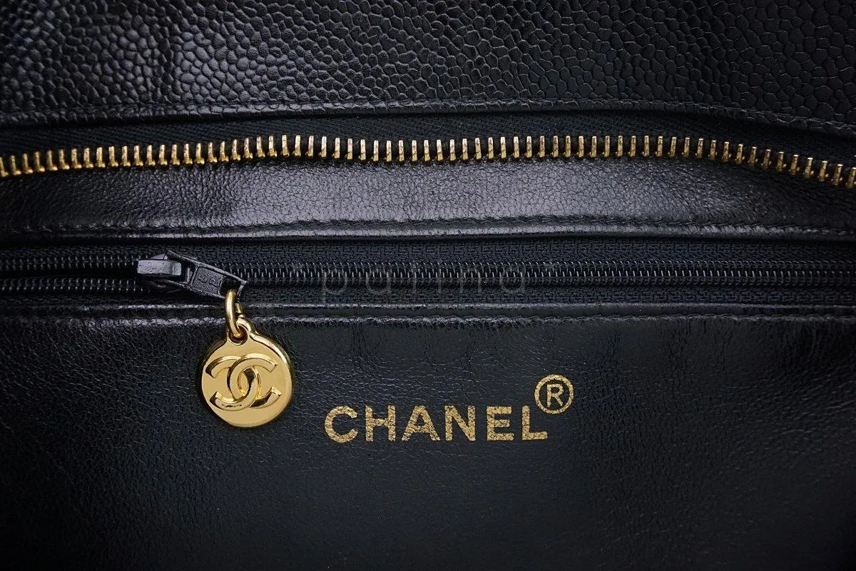 Chanel Black Caviar Classic Quilted Medallion Shopper Tote Bag GHW
