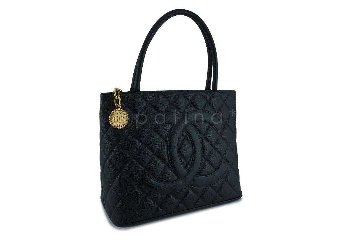 Chanel Black Caviar Classic Quilted Medallion Shopper Tote Bag GHW