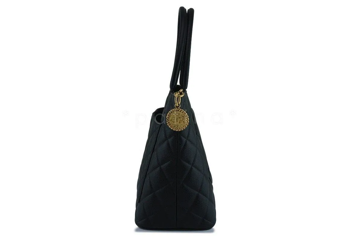 Chanel Black Caviar Classic Quilted Medallion Shopper Tote Bag GHW