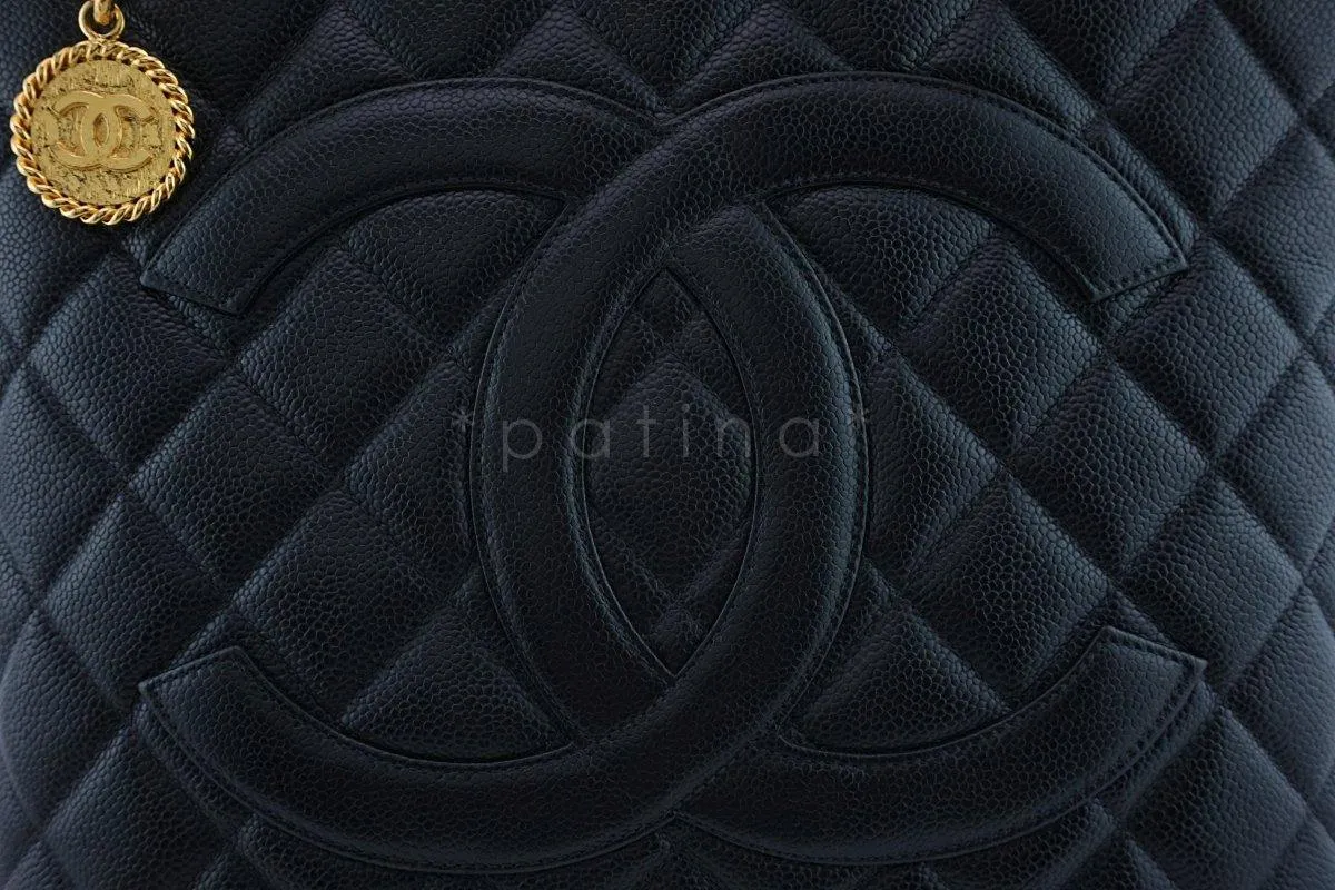 Chanel Black Caviar Classic Quilted Medallion Shopper Tote Bag GHW
