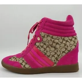 Coach Alara High Top Wedge Sneakers in Hot Pink