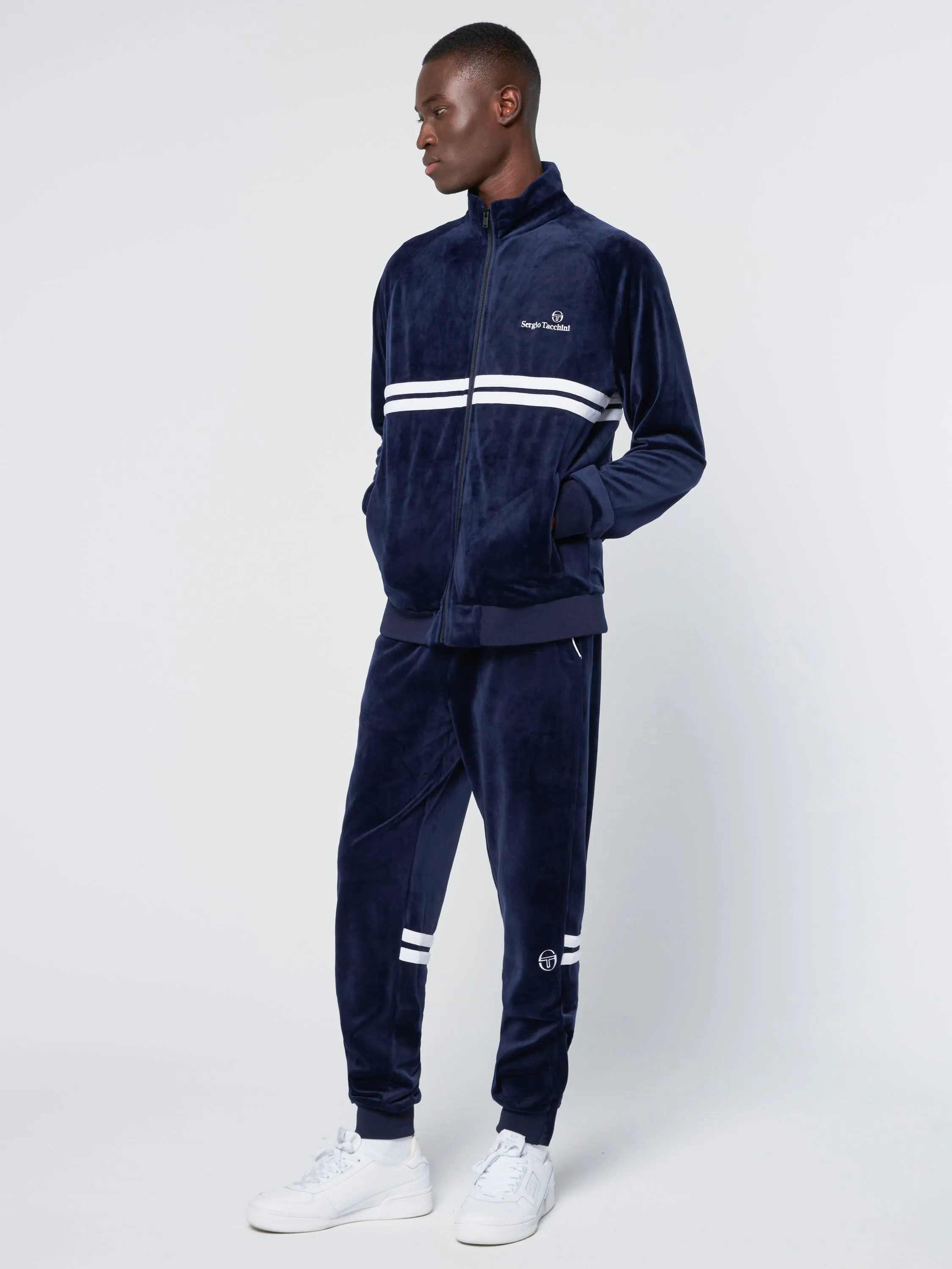 Dallas Velour Track Jacket-Maritime Blue