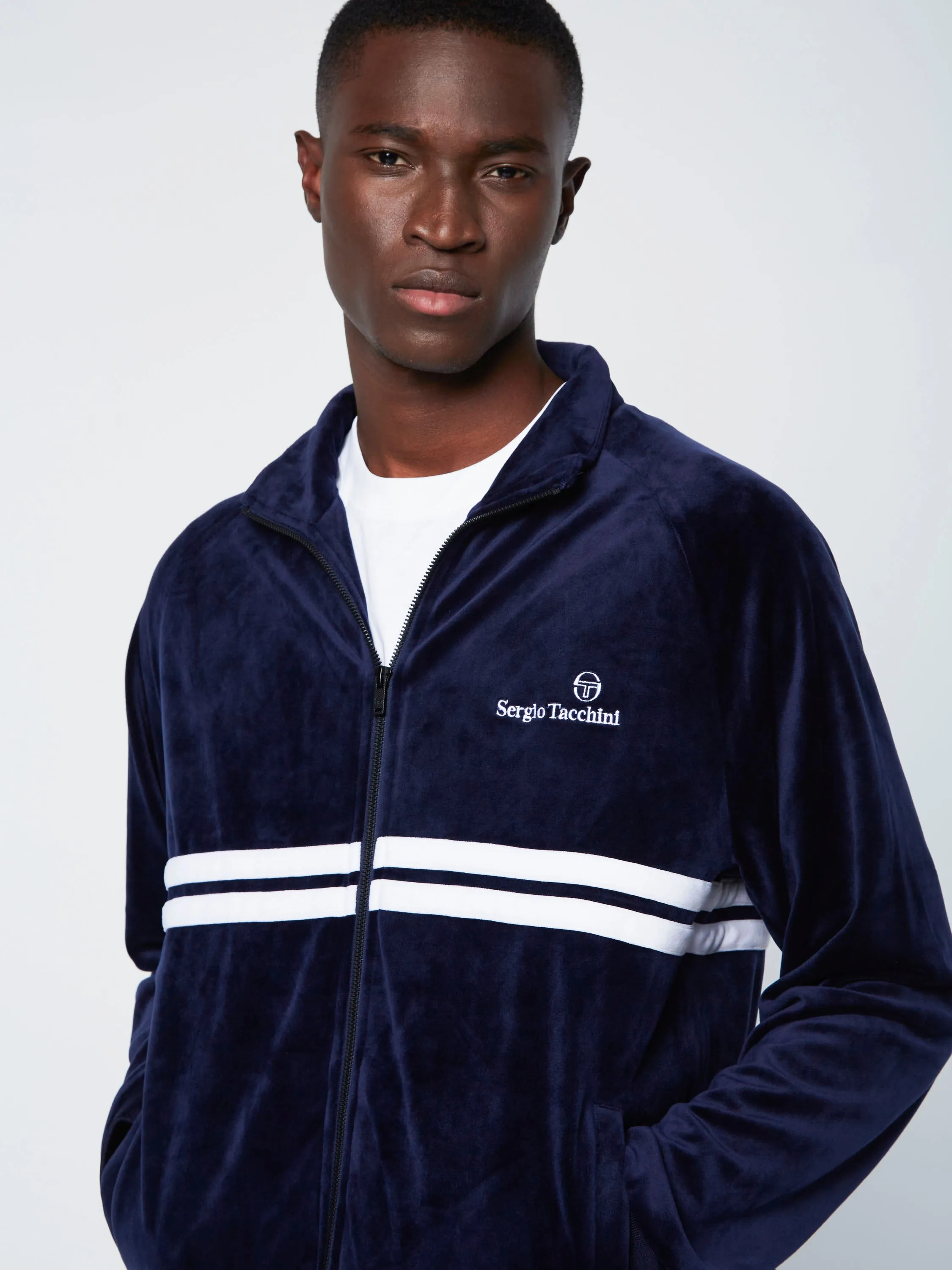 Dallas Velour Track Jacket-Maritime Blue