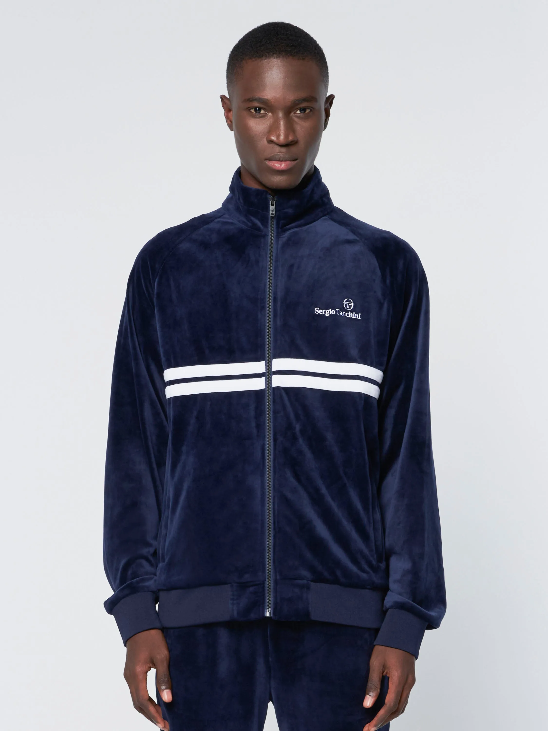 Dallas Velour Track Jacket-Maritime Blue