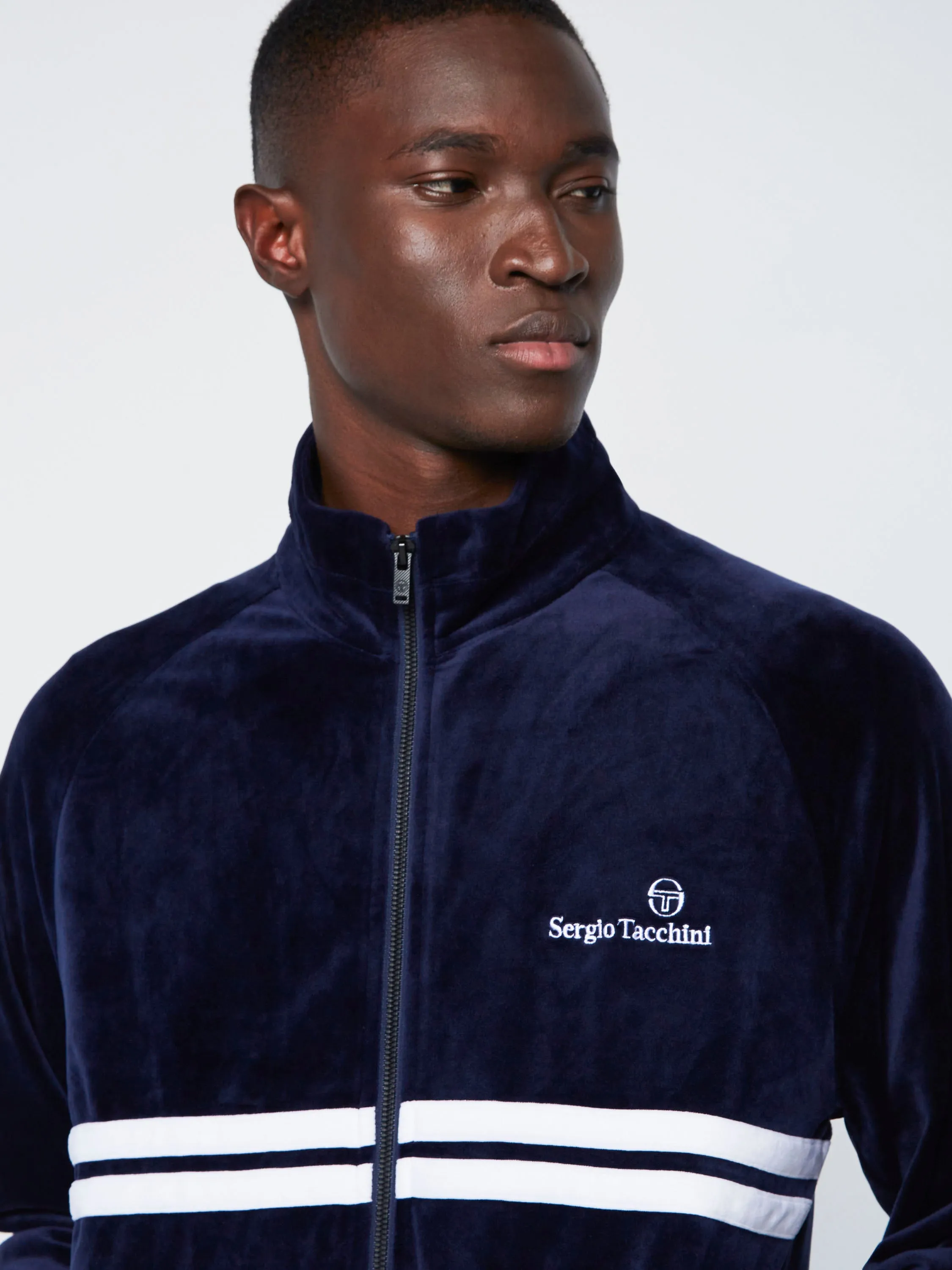 Dallas Velour Track Jacket-Maritime Blue