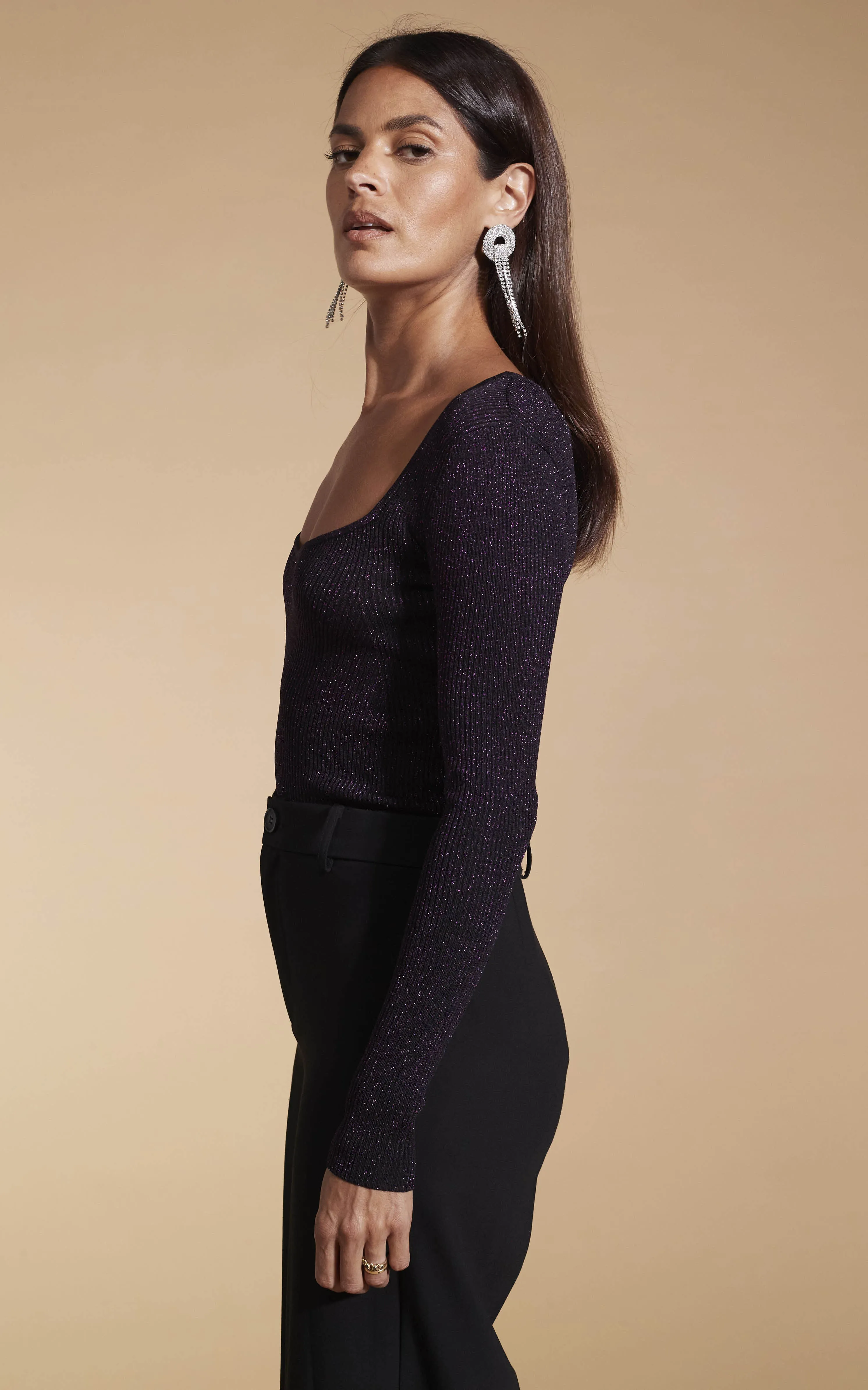 Darcy Sparkle Knit Top In Purple