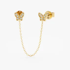 Diamond Butterfly Chain Studs, Phoebe