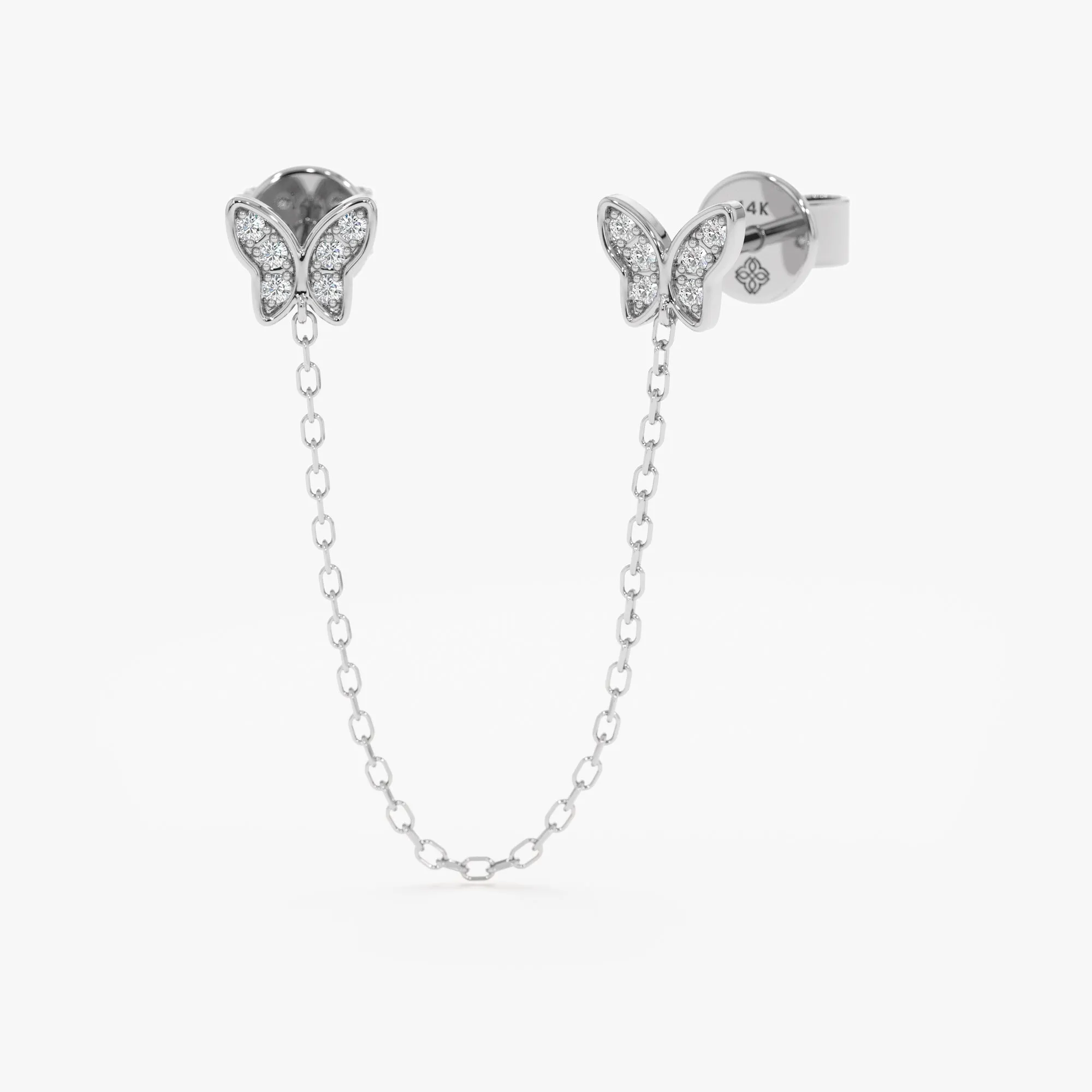 Diamond Butterfly Chain Studs, Phoebe