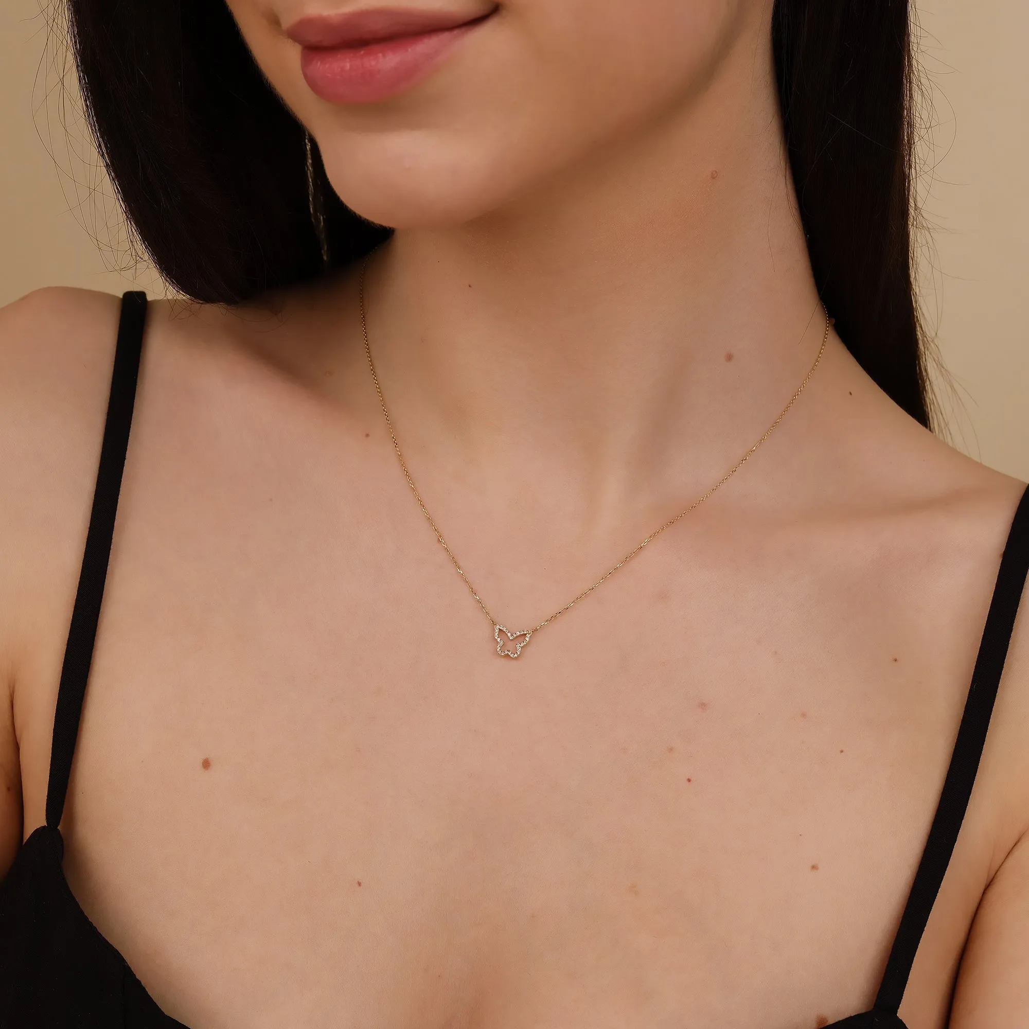 Diamond Butterfly Cutout Necklace, Asper