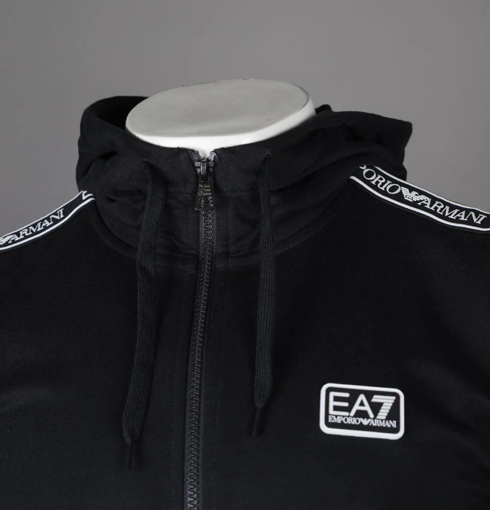 EA7 Logo Series Taping Zip Up Sweatshirt Black