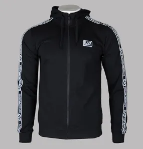 EA7 Logo Series Taping Zip Up Sweatshirt Black