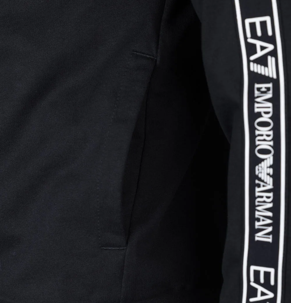 EA7 Logo Series Taping Zip Up Sweatshirt Black