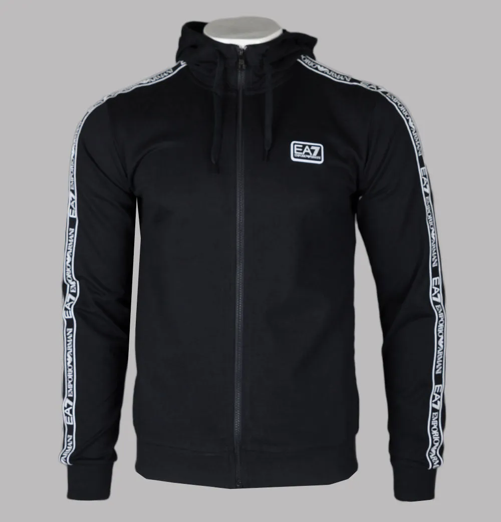 EA7 Logo Series Taping Zip Up Sweatshirt Black