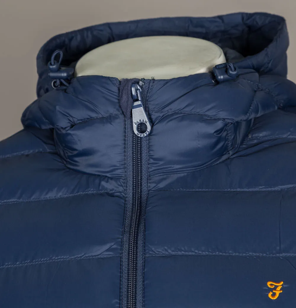 Farah Strickland Wadded Coat Navy