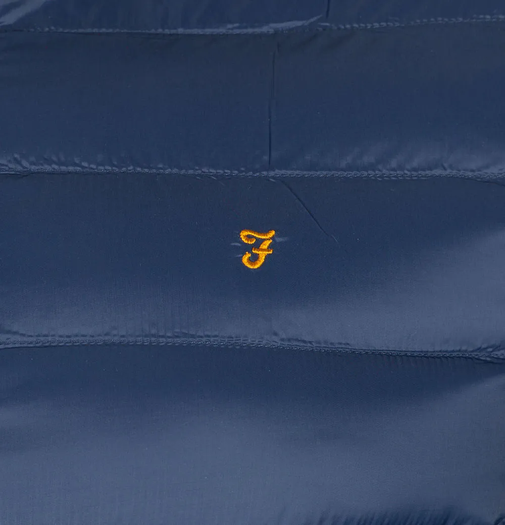 Farah Strickland Wadded Coat Navy