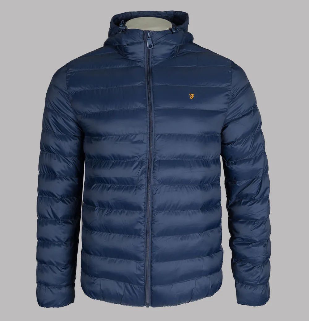 Farah Strickland Wadded Coat Navy