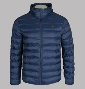 Farah Strickland Wadded Coat Navy